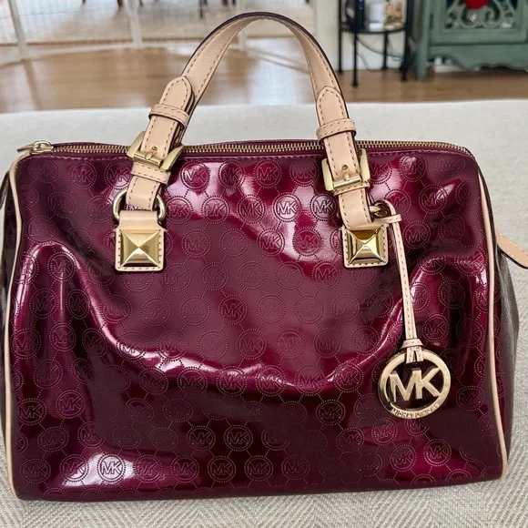 Michael Kors Deep Red Patent Leather Satchel - Picture 1 of 16